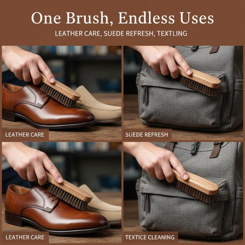 Leather Shoe Polish - 1PC 나무 신발 브러쉬 말털 가죽