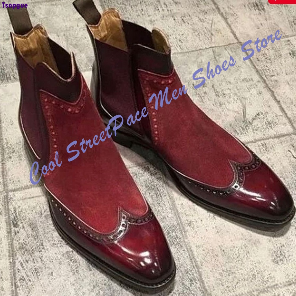 남성용 빈티지 레드 투톤 첼시 부츠 스웨이드 광택 가죽 - Leather Shoe Polish 리뷰 및 가격