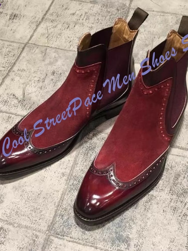 남성용 빈티지 레드 투톤 첼시 부츠 스웨이드 광택 가죽 - Leather Shoe Polish 리뷰 및 가격